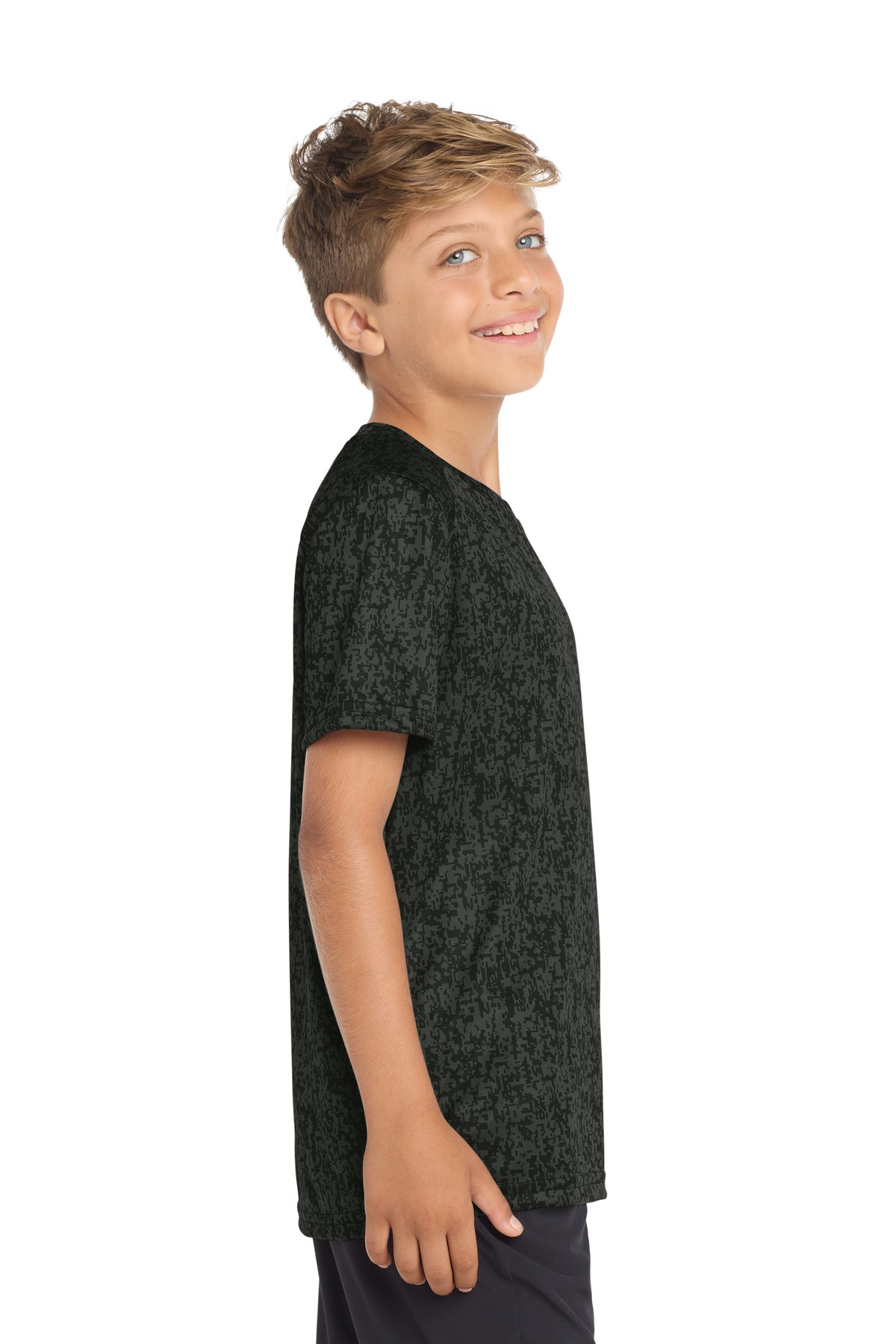Sport-Tek Youth Digi Camo Tee. YST460 - Black - side