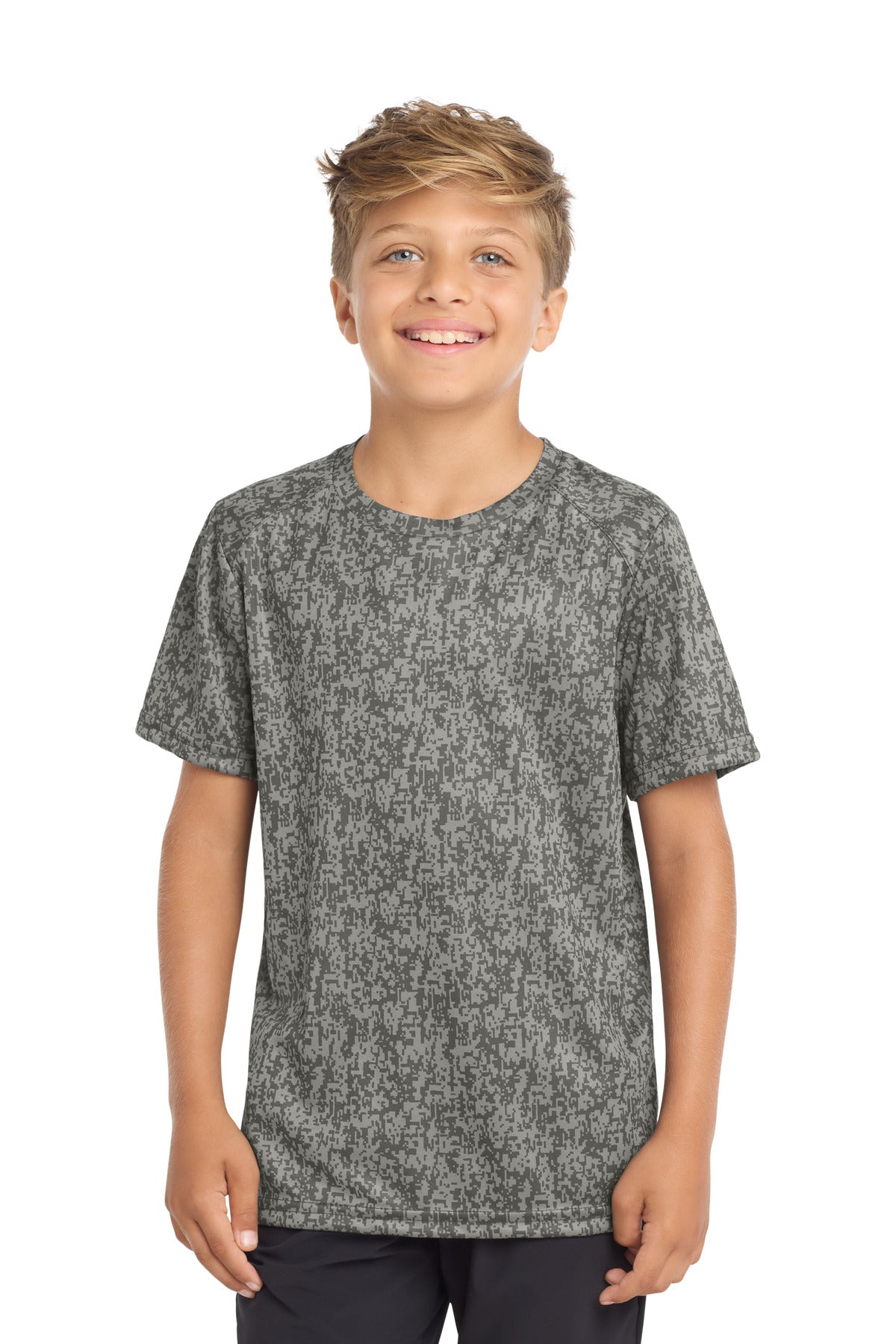 Sport-Tek Youth Digi Camo Tee. YST460 - Grey Concrete - front