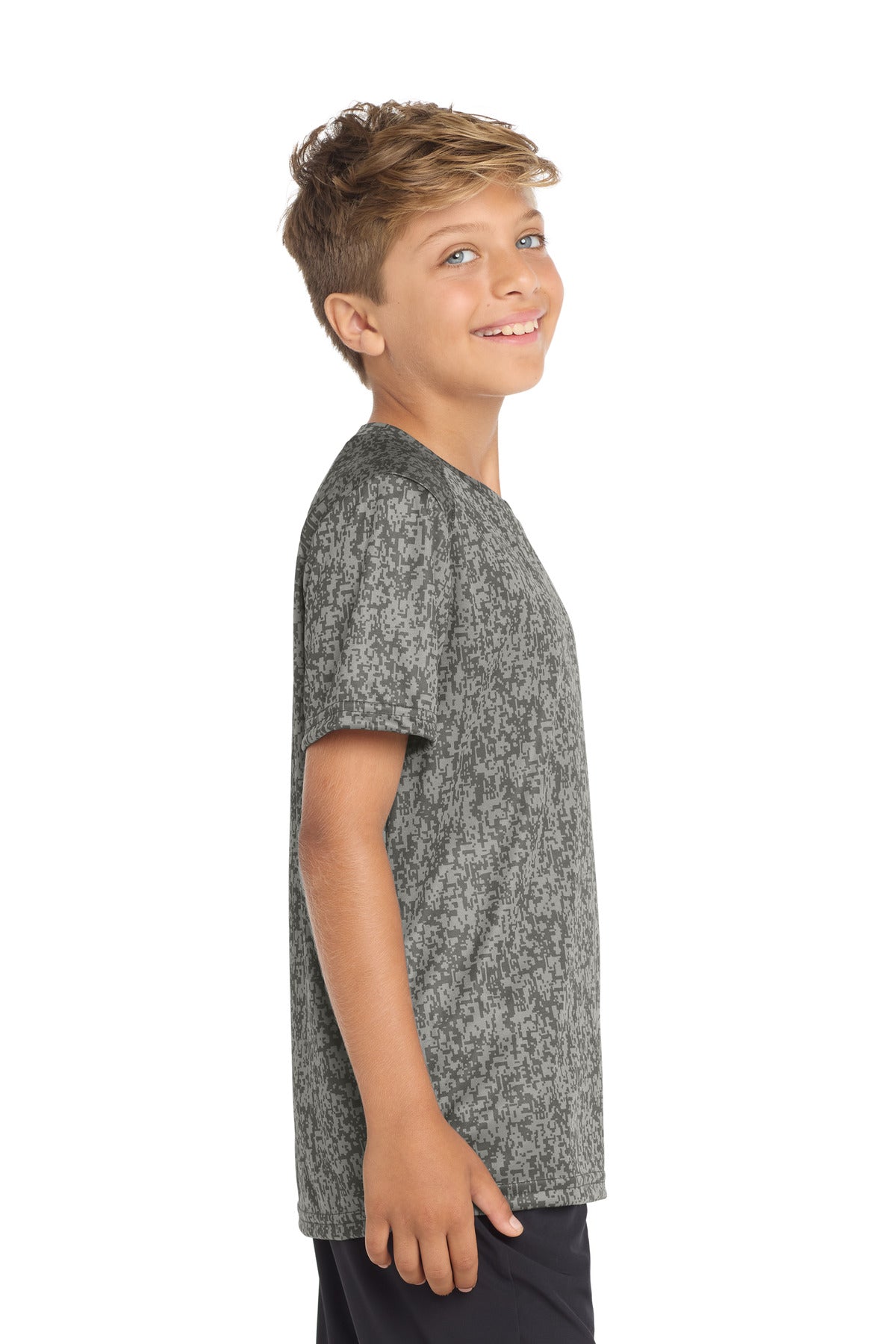 Sport-Tek Youth Digi Camo Tee. YST460 - Grey Concrete - side