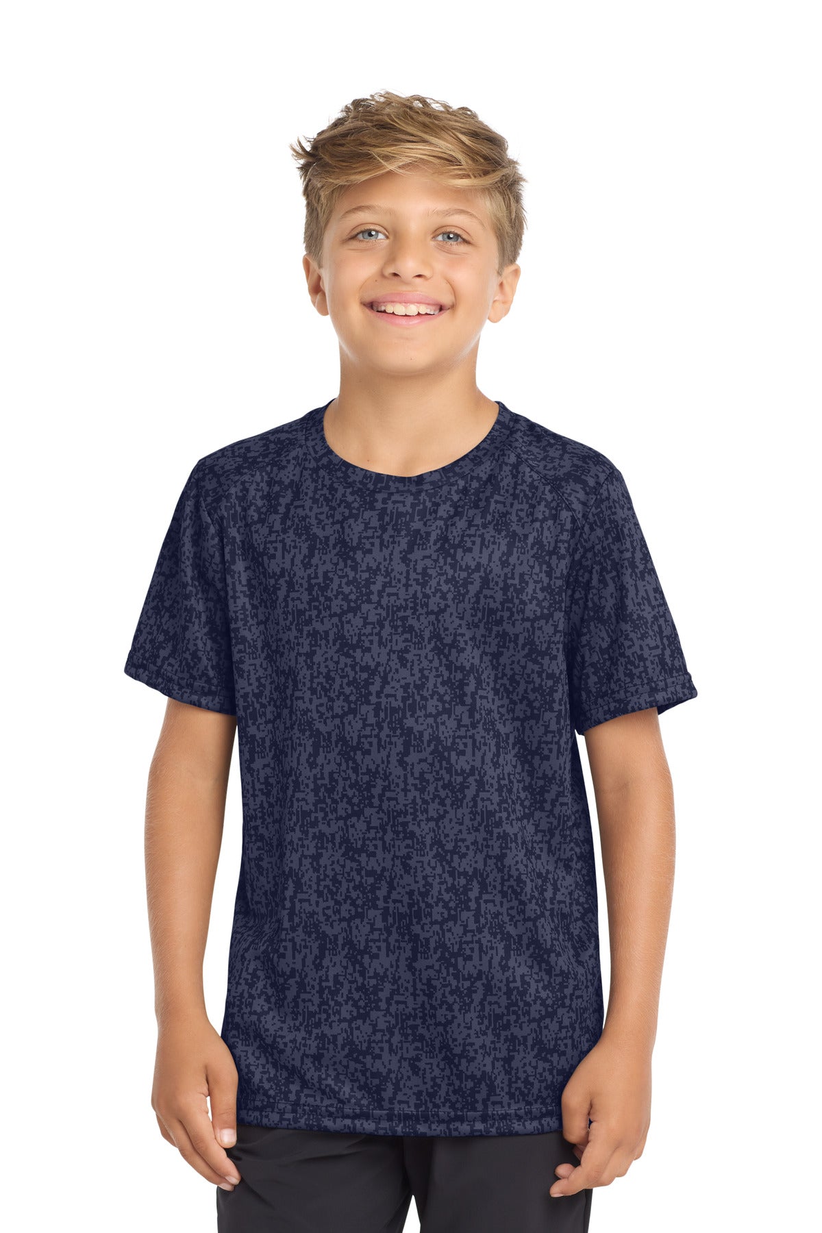 Sport-Tek Youth Digi Camo Tee. YST460 - True Navy - front