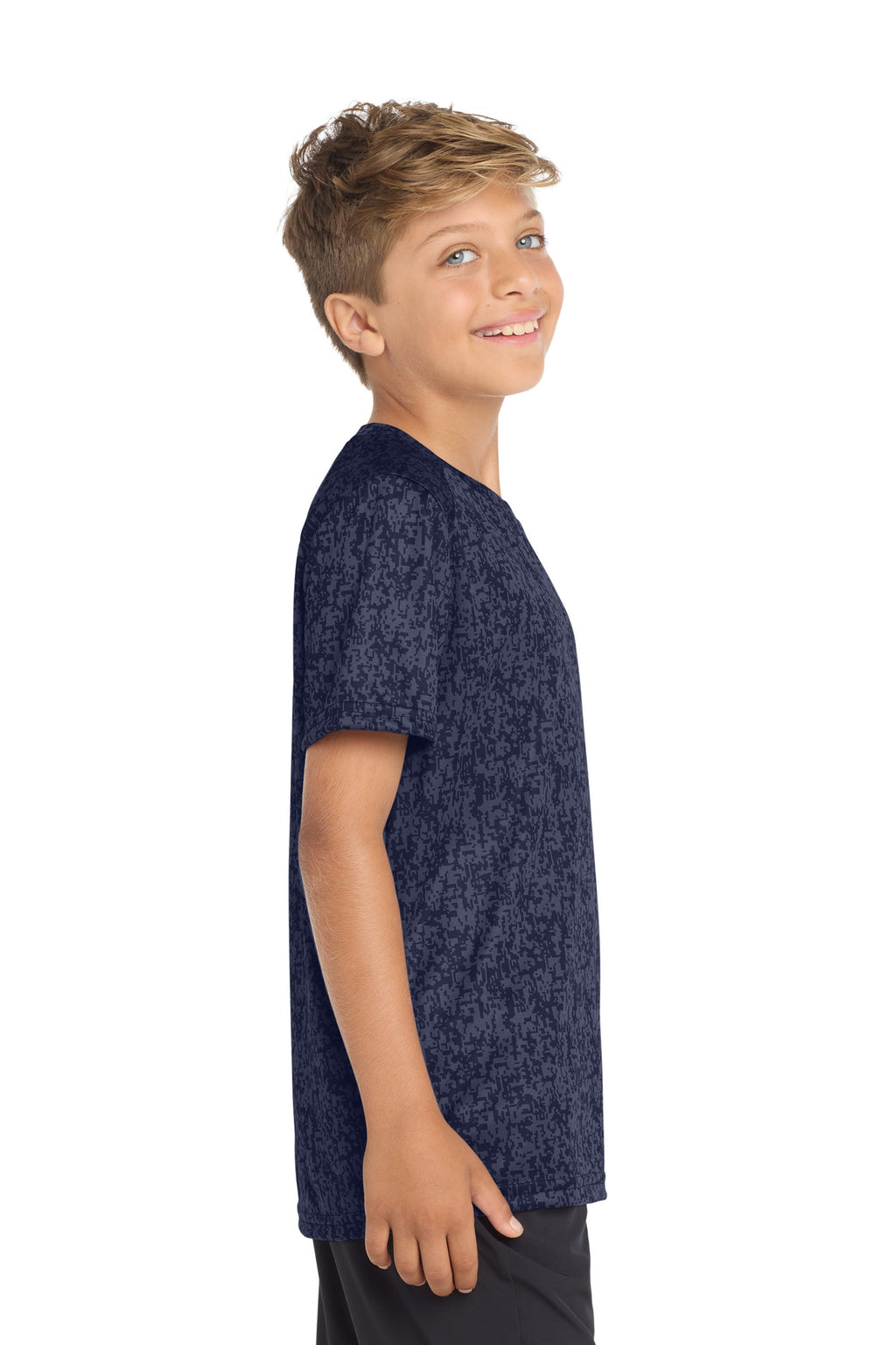 Sport-Tek Youth Digi Camo Tee. YST460 - True Navy - side