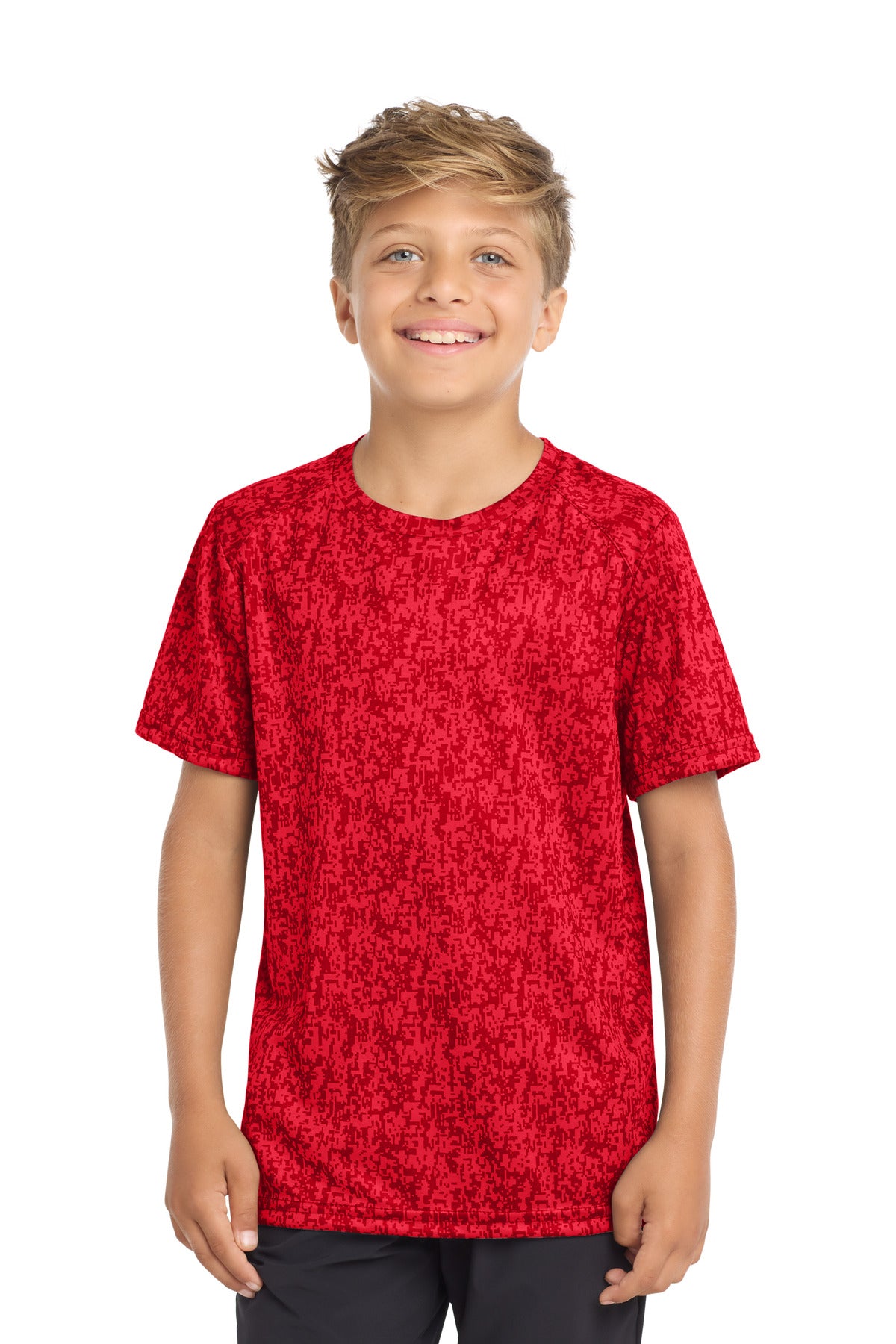 Sport-Tek Youth Digi Camo Tee. YST460 - True Red - front
