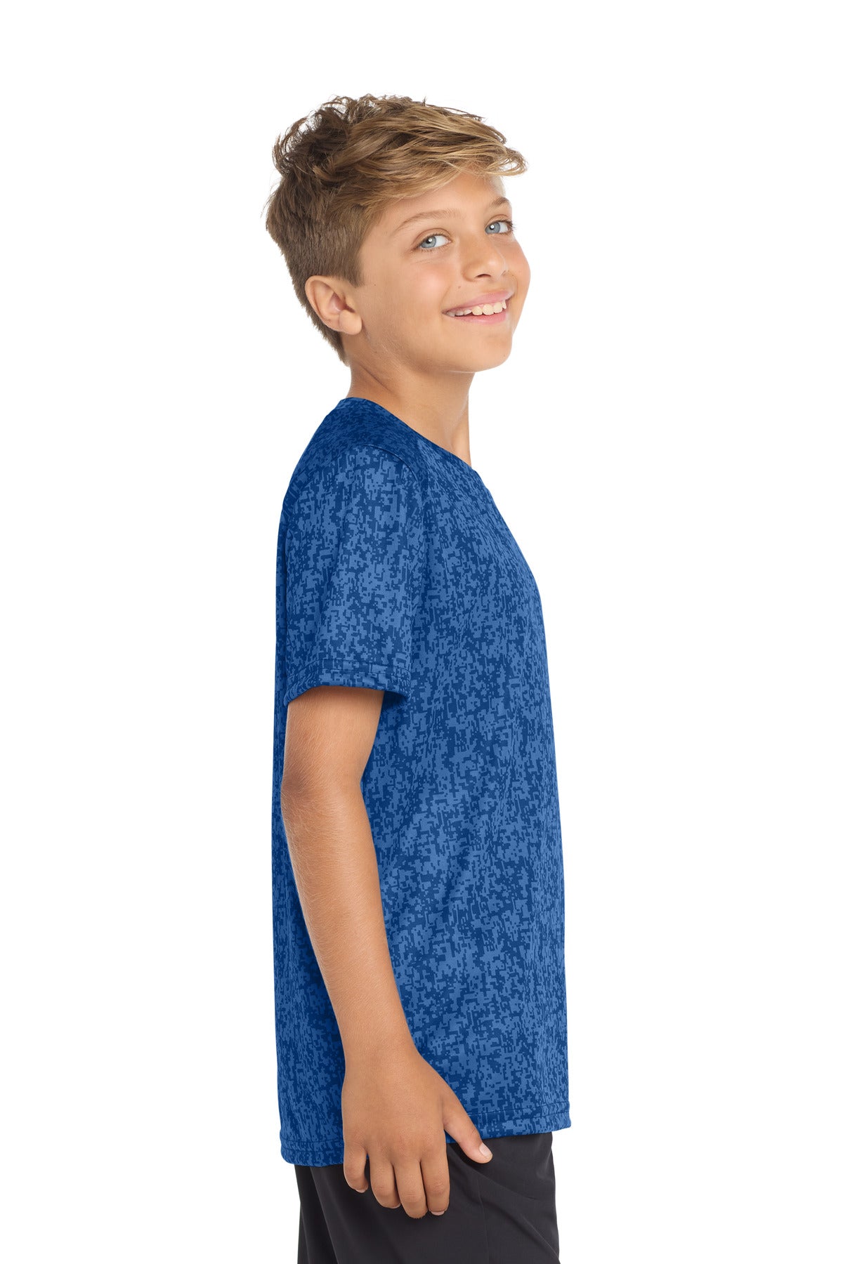 Sport-Tek Youth Digi Camo Tee. YST460 - True Royal - side