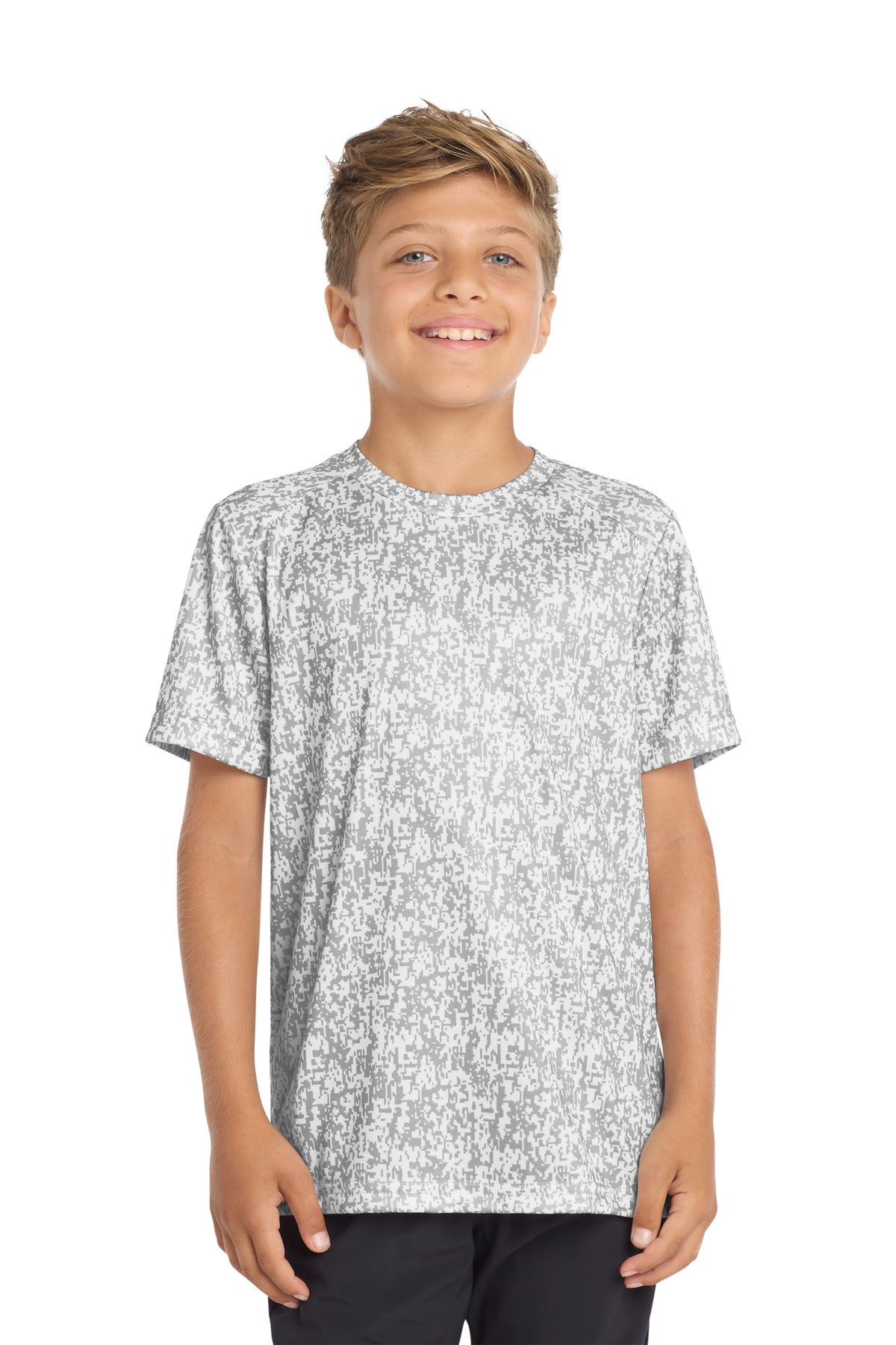 Sport-Tek Youth Digi Camo Tee. YST460 - White - front