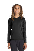 Sport-Tek Youth Long Sleeve Rashguard Tee. YST470LS - Black - front