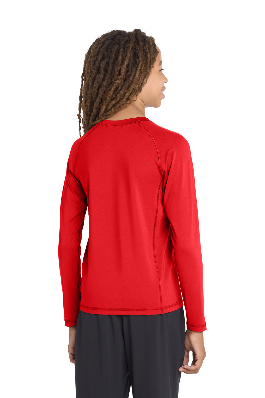 Sport-Tek Youth Long Sleeve Rashguard Tee. YST470LS - True Red - back