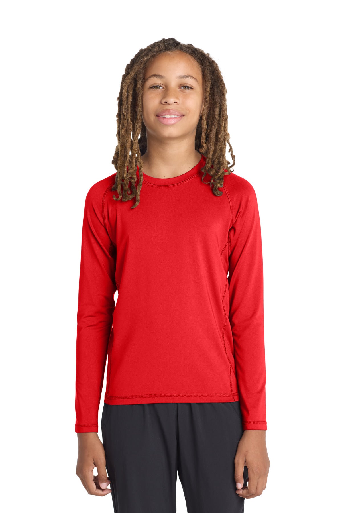 Sport-Tek Youth Long Sleeve Rashguard Tee. YST470LS - True Red - front