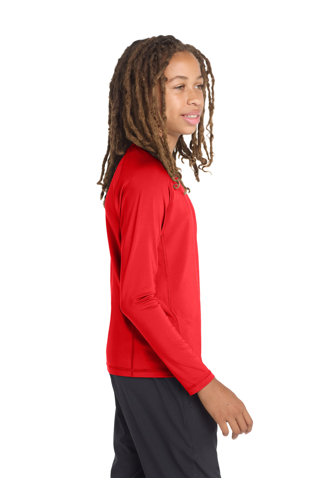 Sport-Tek Youth Long Sleeve Rashguard Tee. YST470LS - True Red - side
