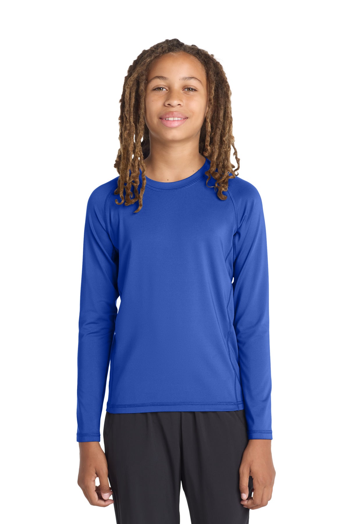 Sport-Tek Youth Long Sleeve Rashguard Tee. YST470LS - True Royal - front