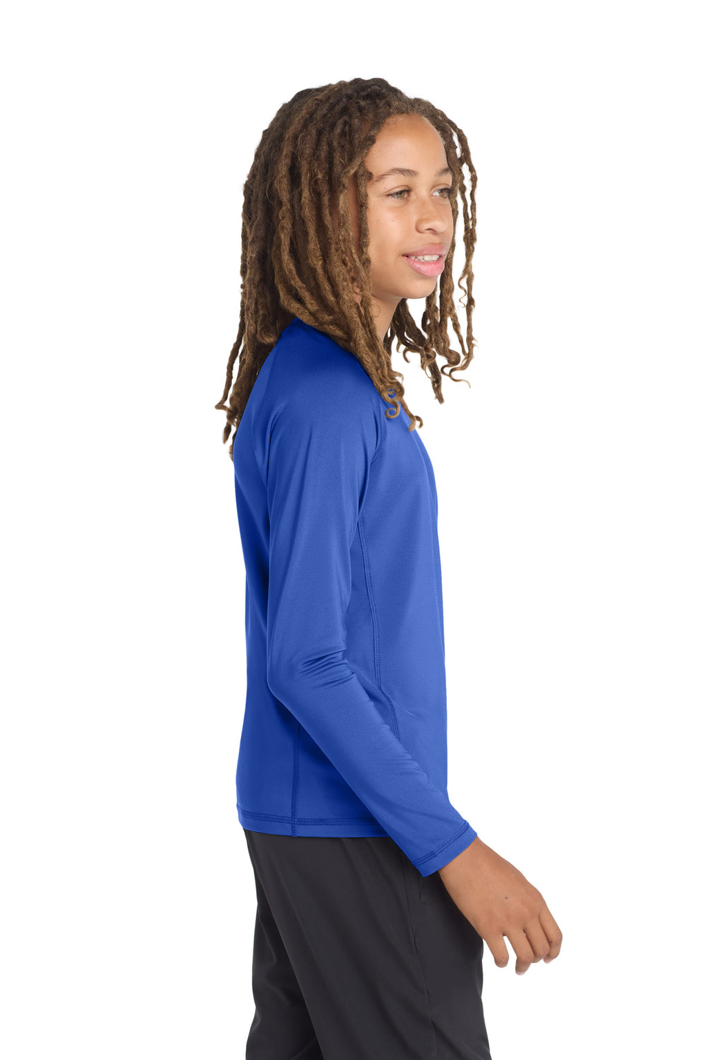 Sport-Tek Youth Long Sleeve Rashguard Tee. YST470LS - True Royal - side