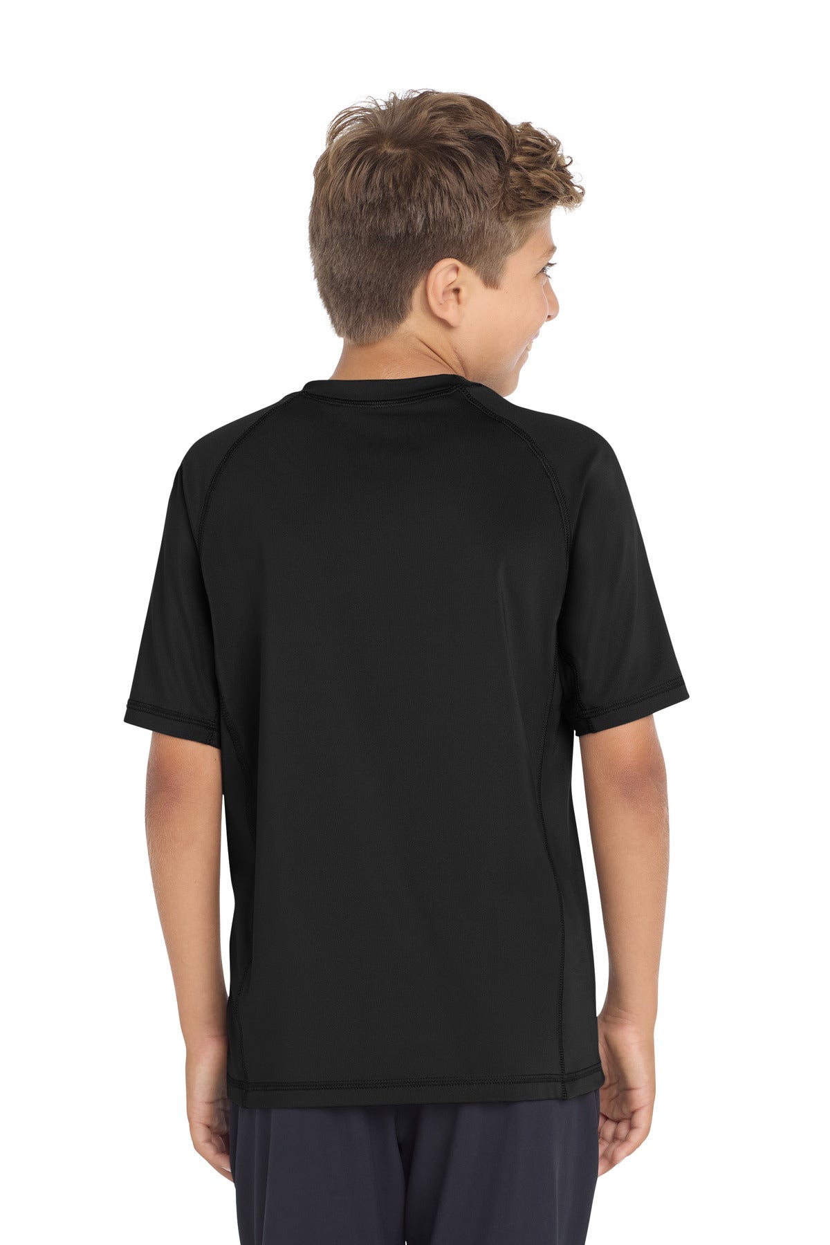 Sport-Tek Youth Rashguard Tee. YST470 - Black - back
