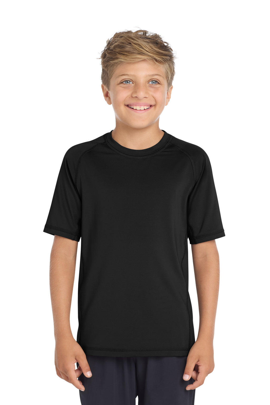 Sport-Tek Youth Rashguard Tee. YST470 - Black - front