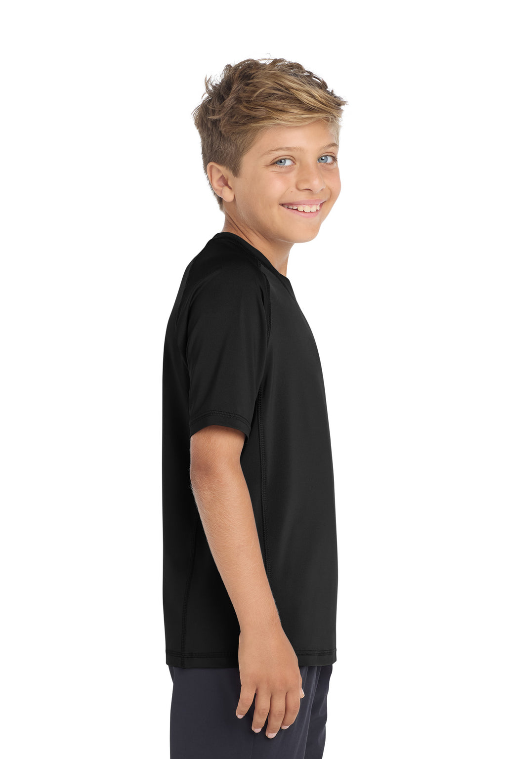 Sport-Tek Youth Rashguard Tee. YST470 - Black - side
