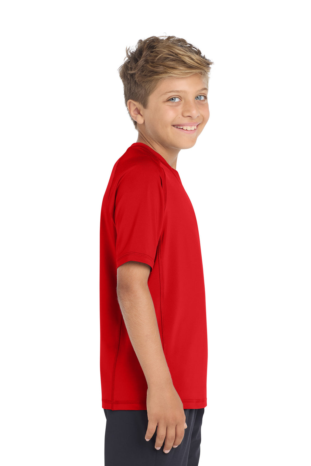 Sport-Tek Youth Rashguard Tee. YST470 - True Red - side