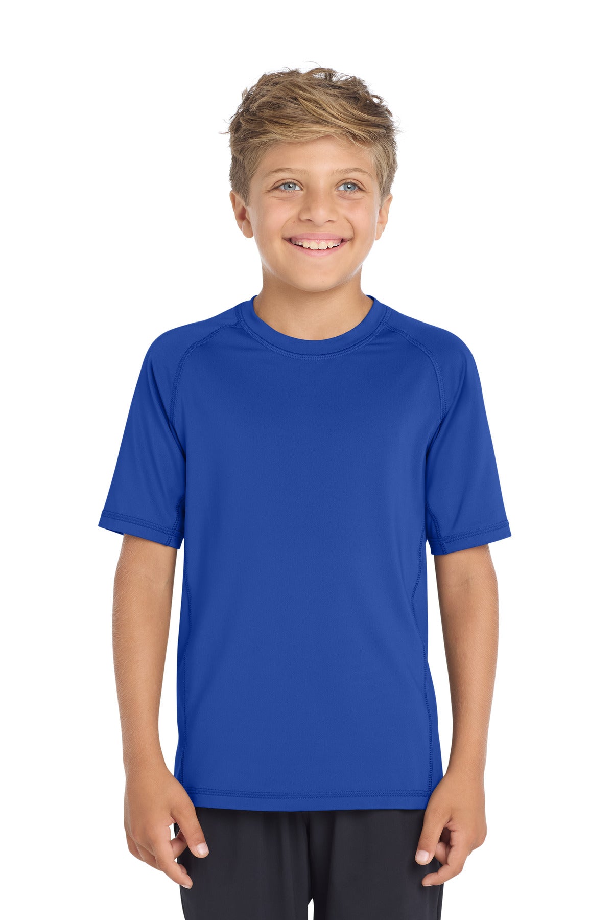 Sport-Tek Youth Rashguard Tee. YST470 - True Royal - front