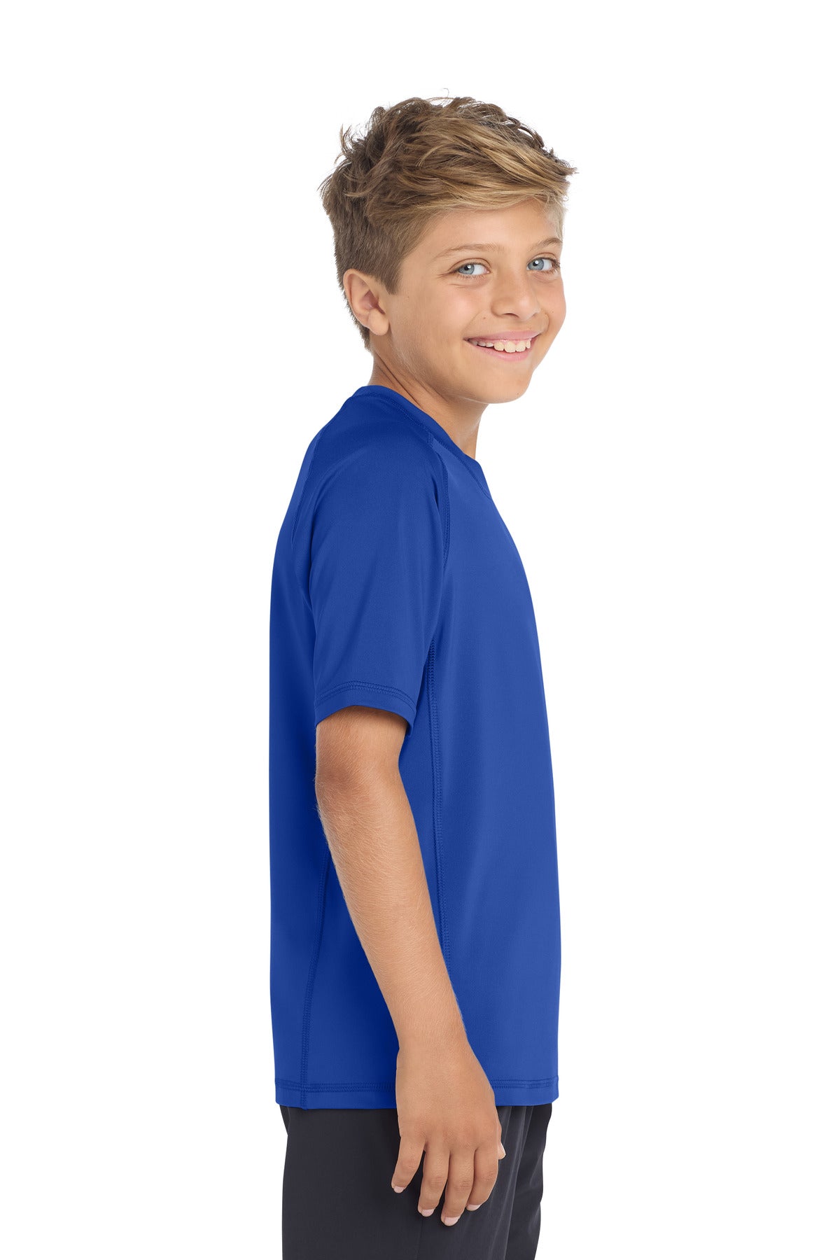 Sport-Tek Youth Rashguard Tee. YST470 - True Royal - side