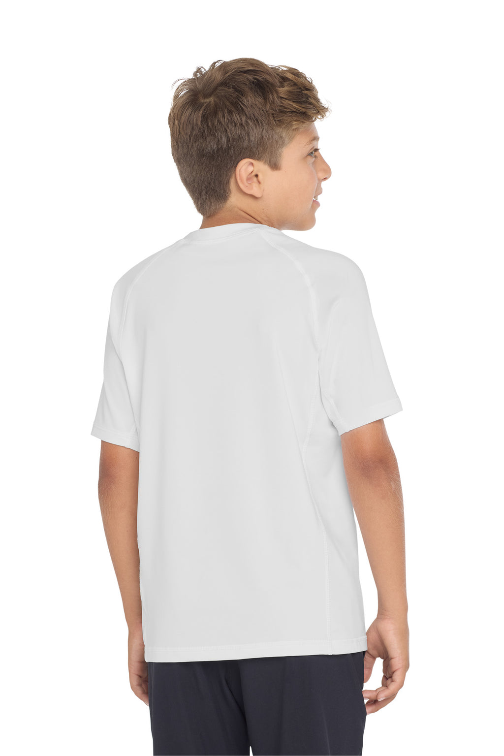 Sport-Tek Youth Rashguard Tee. YST470 - White - back