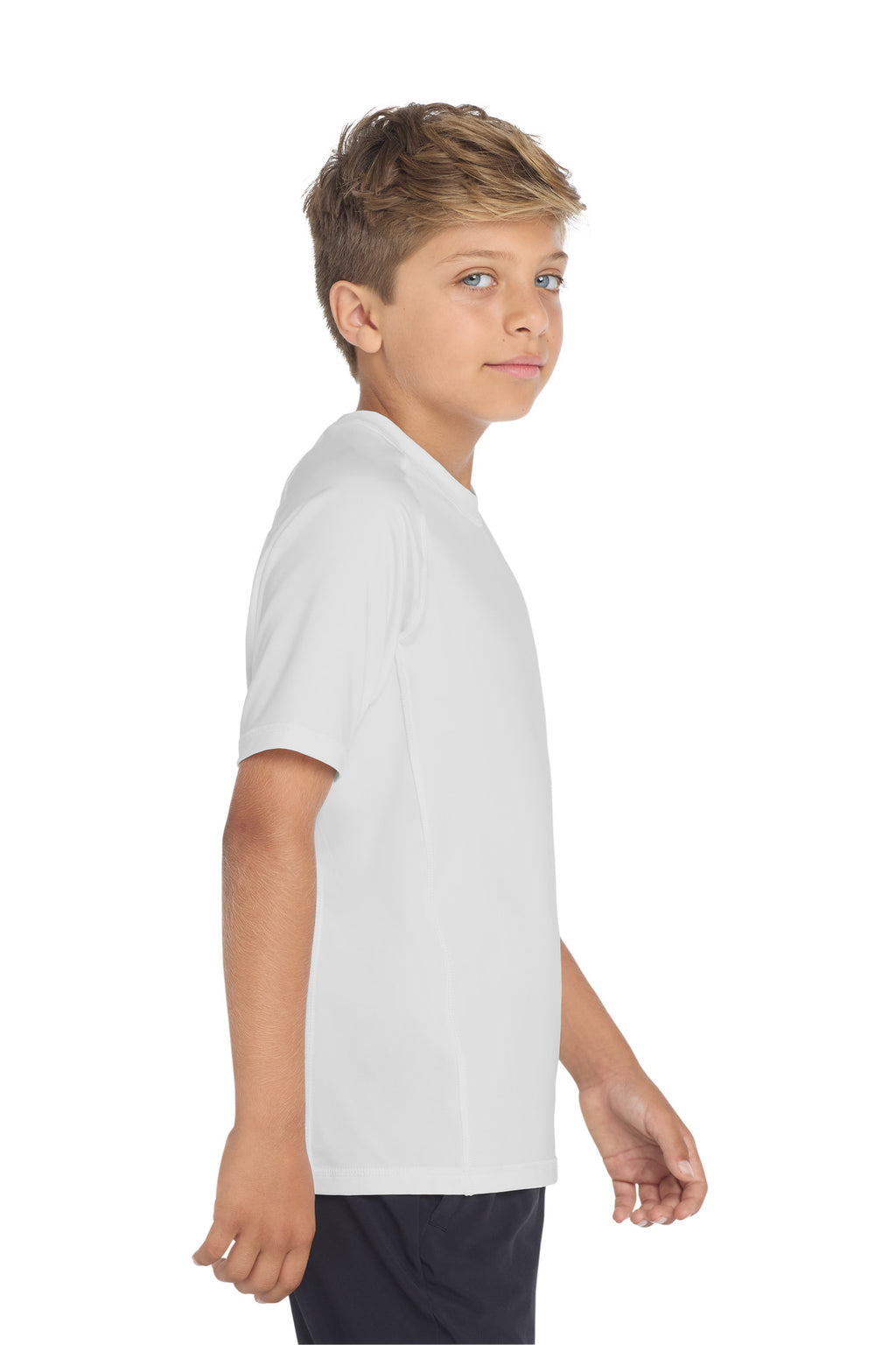 Sport-Tek Youth Rashguard Tee. YST470 - White - side