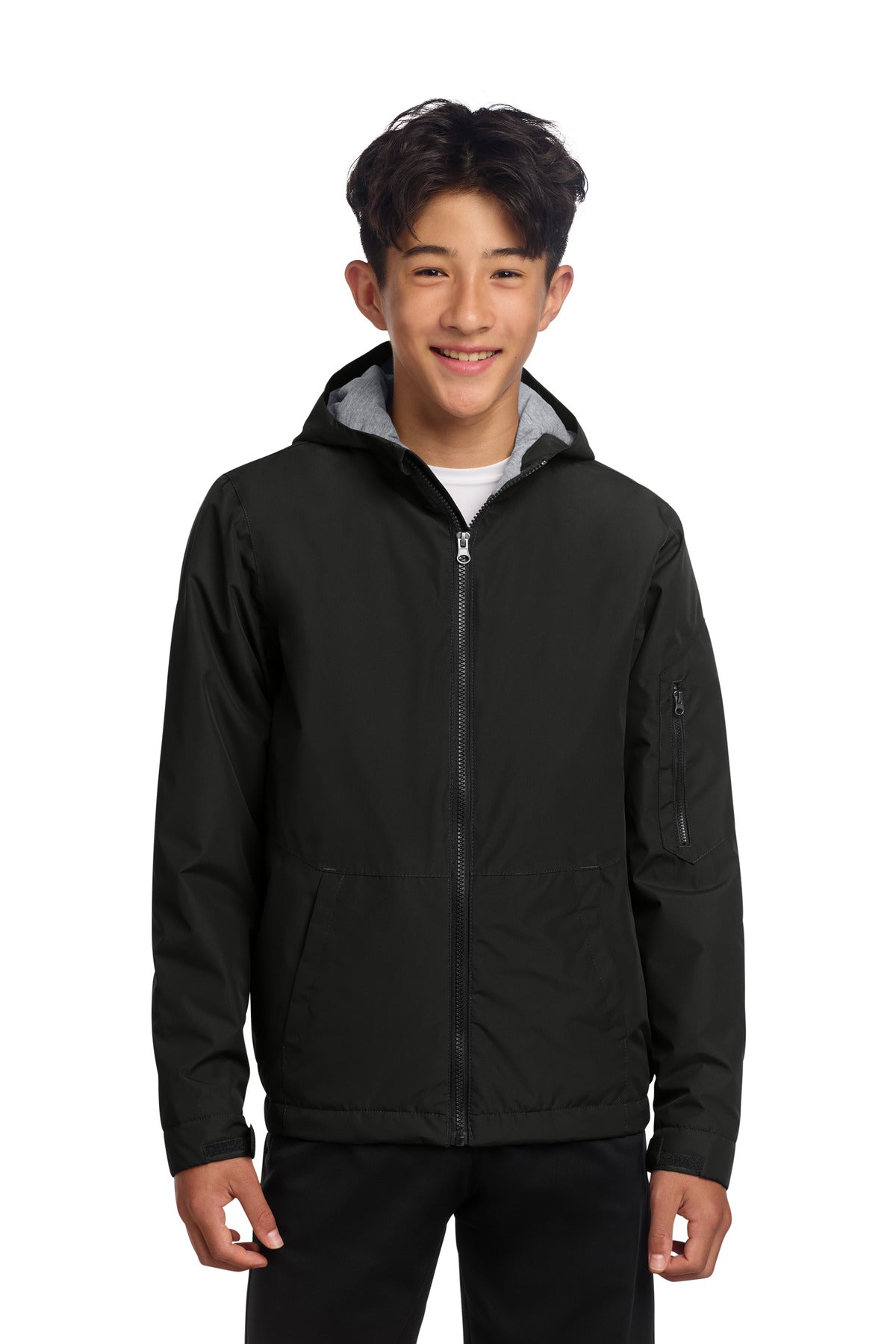 Sport-Tek Youth Waterproof Insulated Jacket YST56 - Black - front