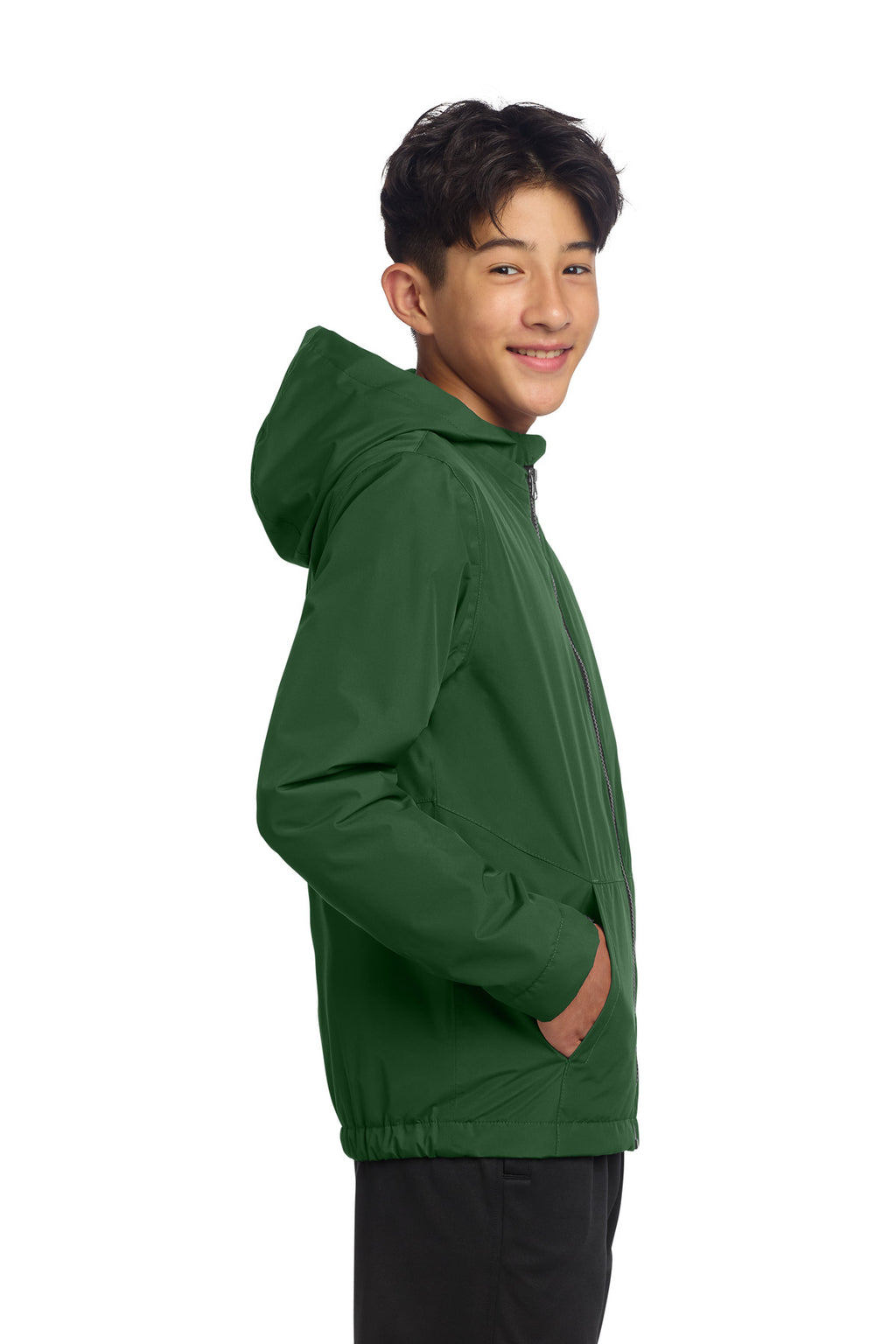 Sport-Tek Youth Waterproof Insulated Jacket YST56 - Forest Green - side