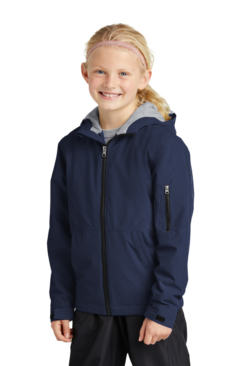Sport-Tek Youth Waterproof Insulated Jacket YST56 - True Navy - three_q