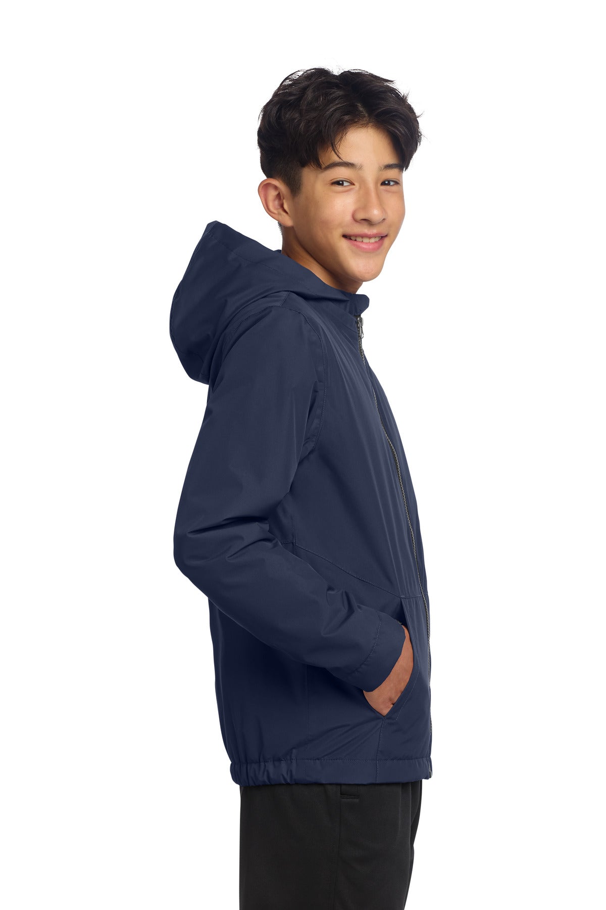 Sport-Tek Youth Waterproof Insulated Jacket YST56 - True Navy - side