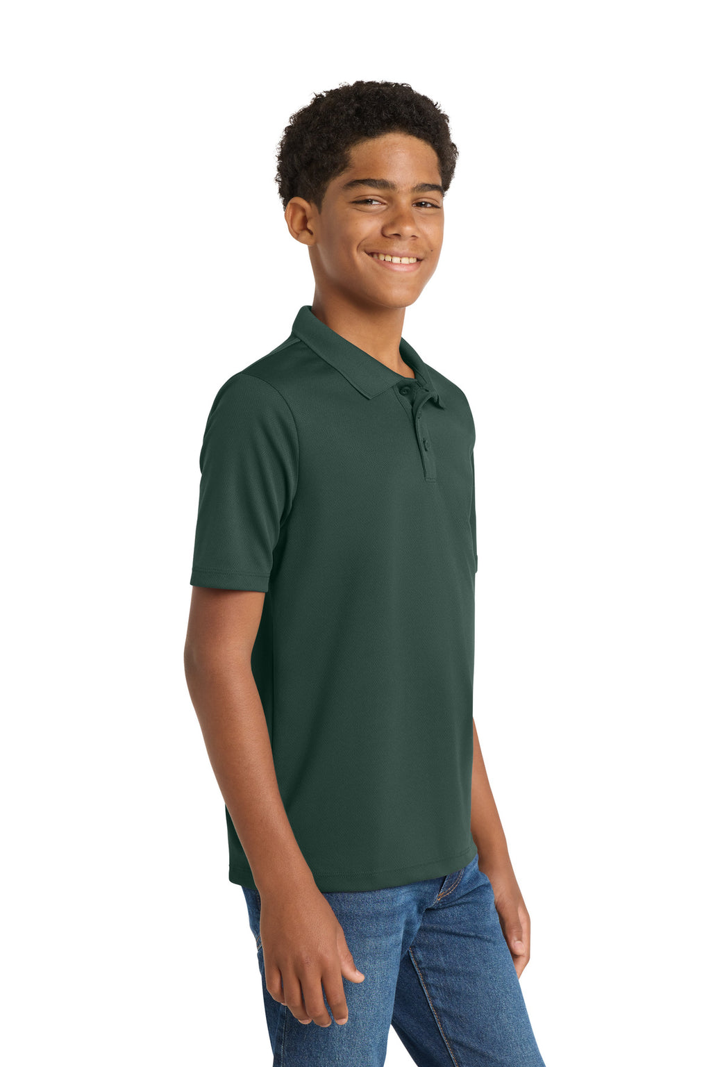 Sport-Tek Youth PosiCharge RacerMesh Polo. YST640 - Dark Forest Green - side