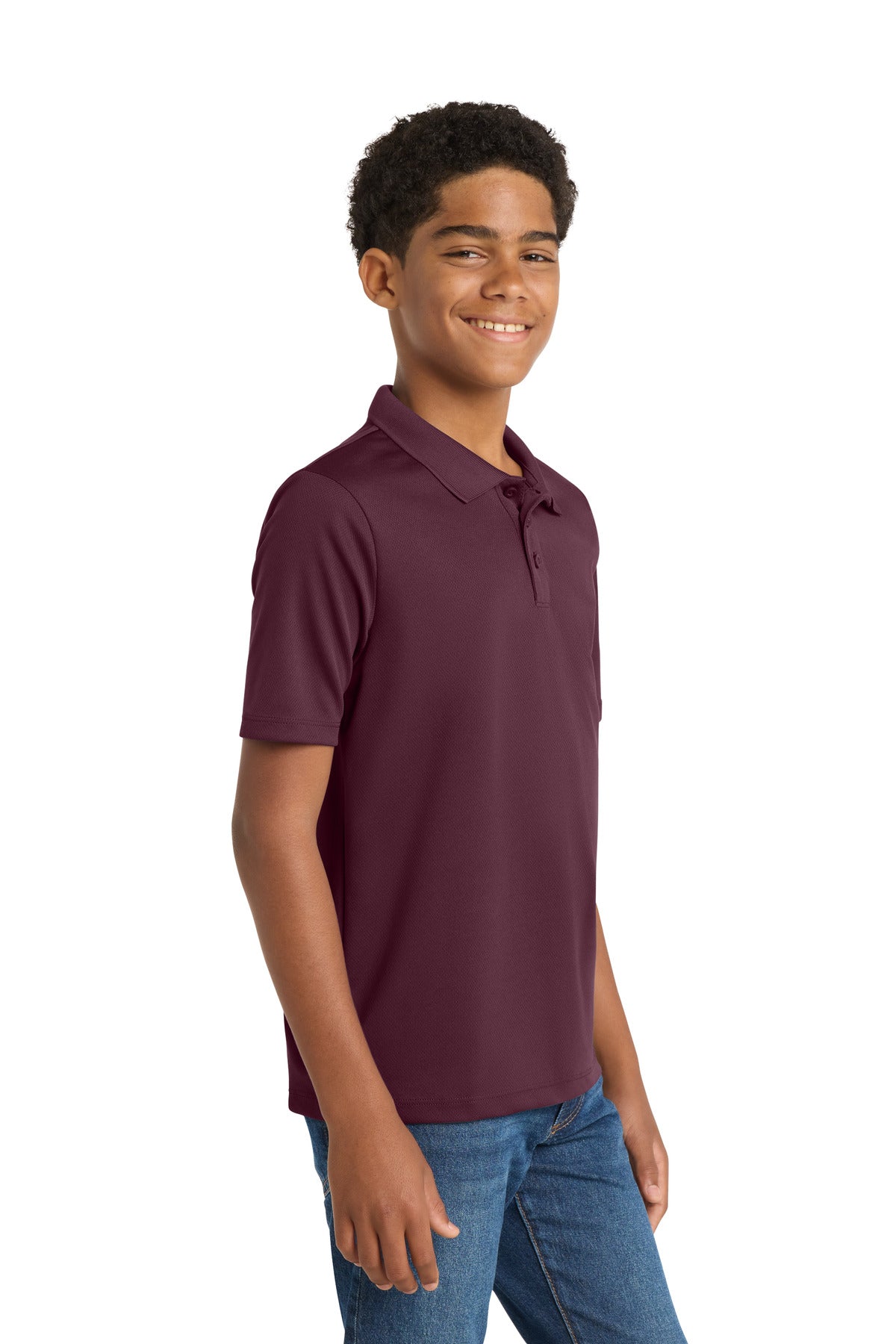 Sport-Tek Youth PosiCharge RacerMesh Polo. YST640 - Maroon - side