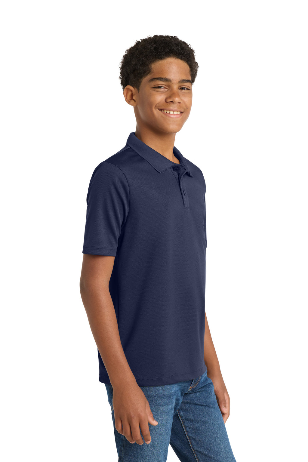 Sport-Tek Youth PosiCharge RacerMesh Polo. YST640 - True Navy - side