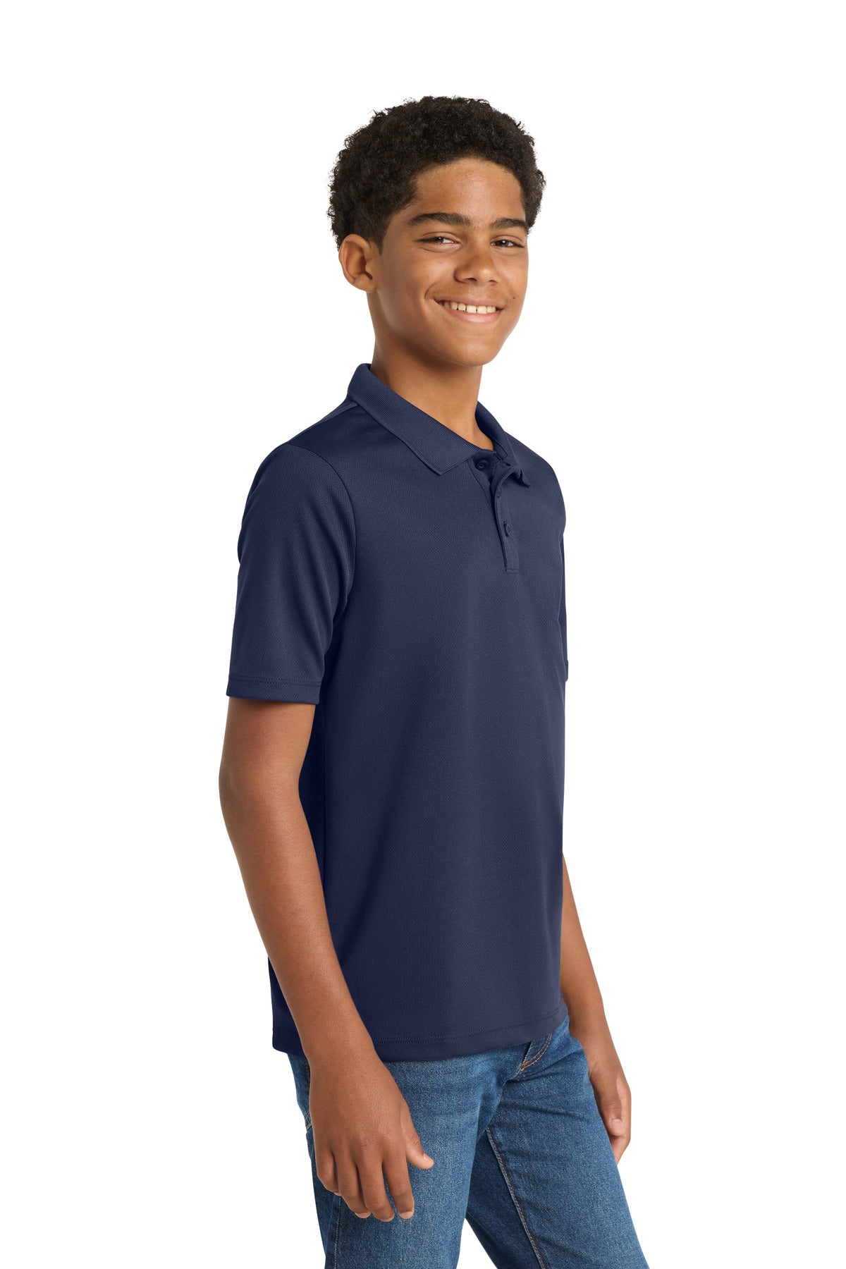 Sport-Tek Youth PosiCharge RacerMesh Polo. YST640 - True Navy - side
