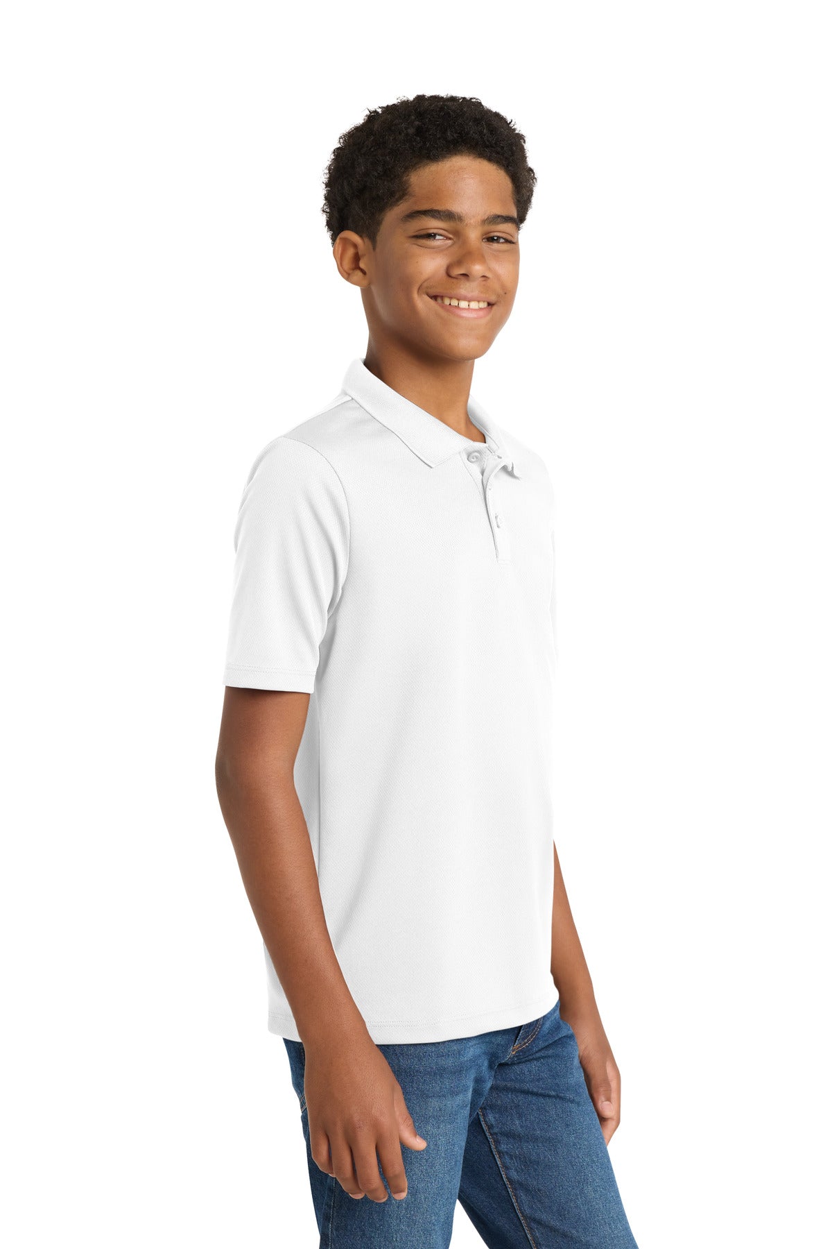 Sport-Tek Youth PosiCharge RacerMesh Polo. YST640 - White - side