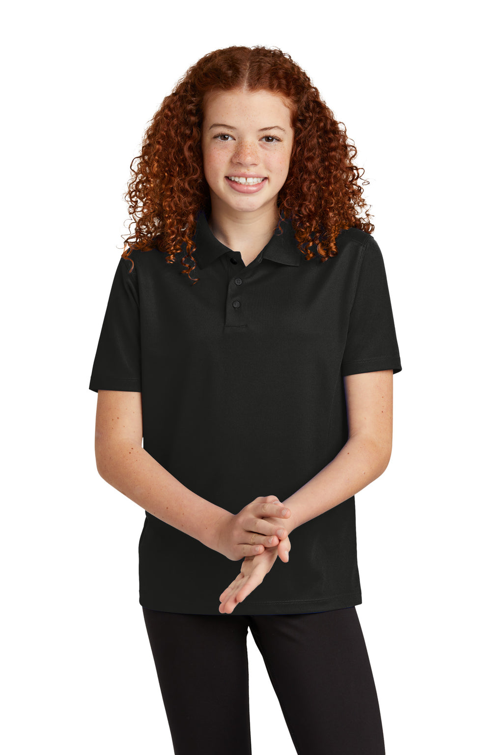 Sport-Tek Youth UV Micropique Polo YST740 - Black - front