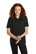 Sport-Tek Youth UV Micropique Polo YST740 - Black - front