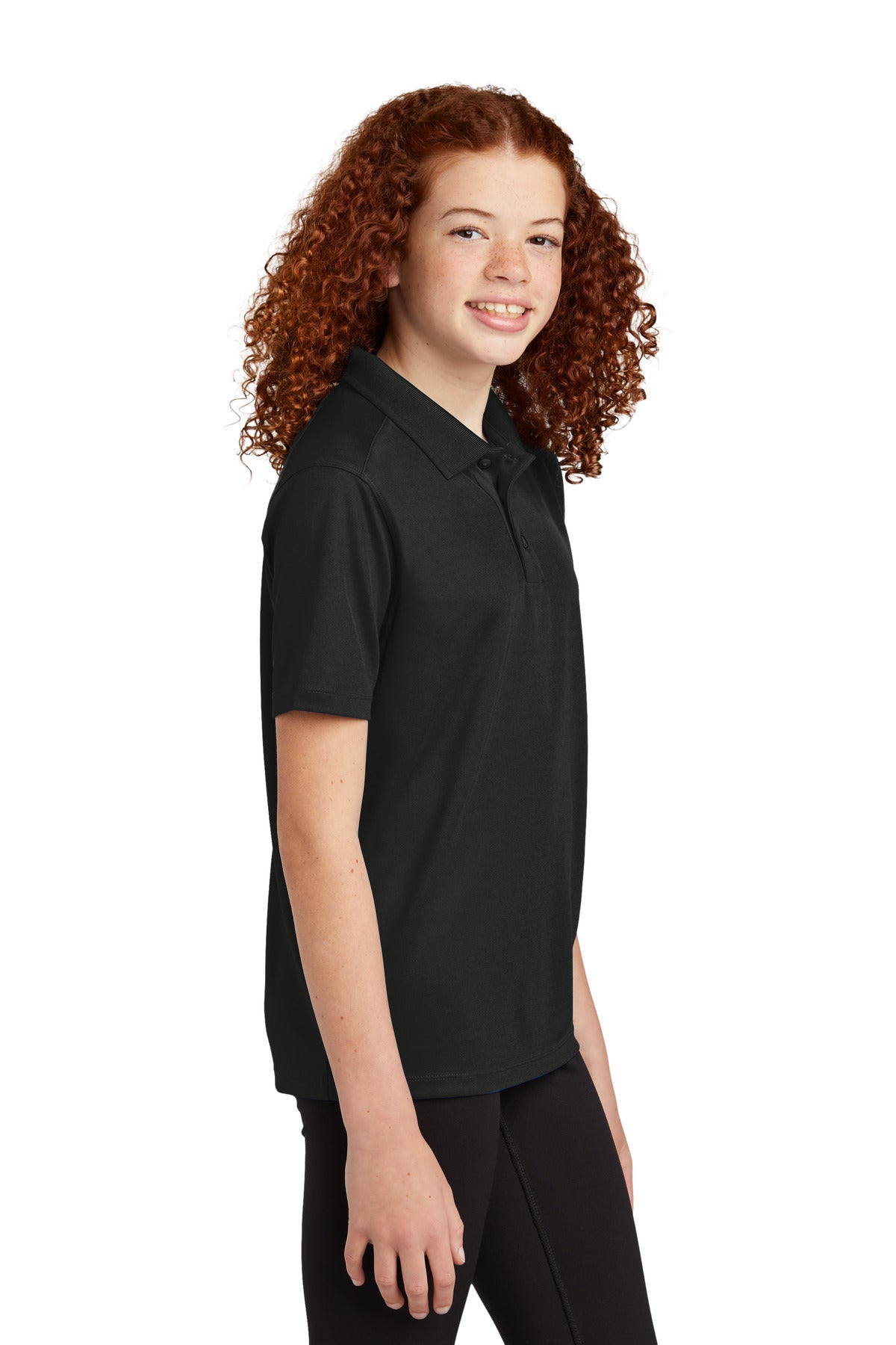 Sport-Tek Youth UV Micropique Polo YST740 - Black - side