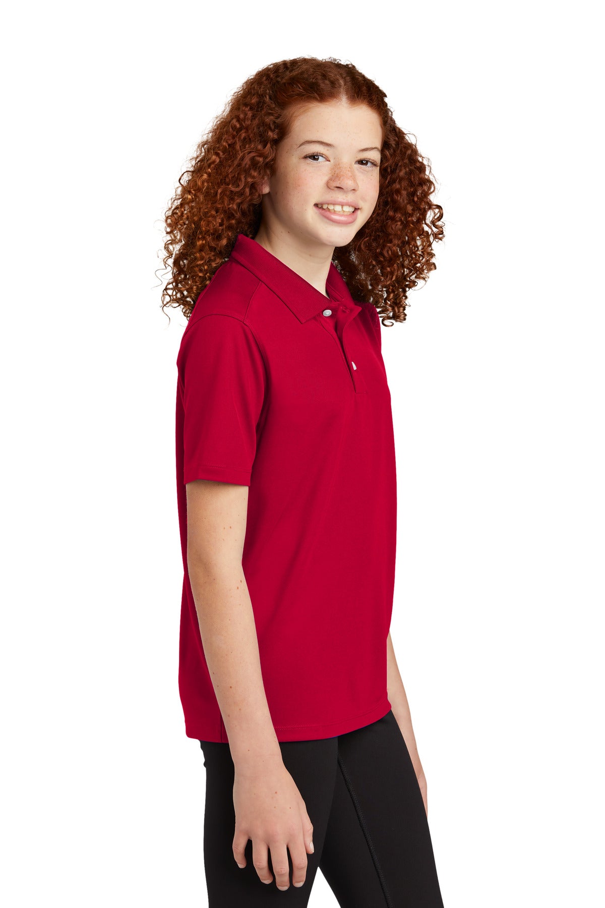 Sport-Tek Youth UV Micropique Polo YST740 - Deep Red - side