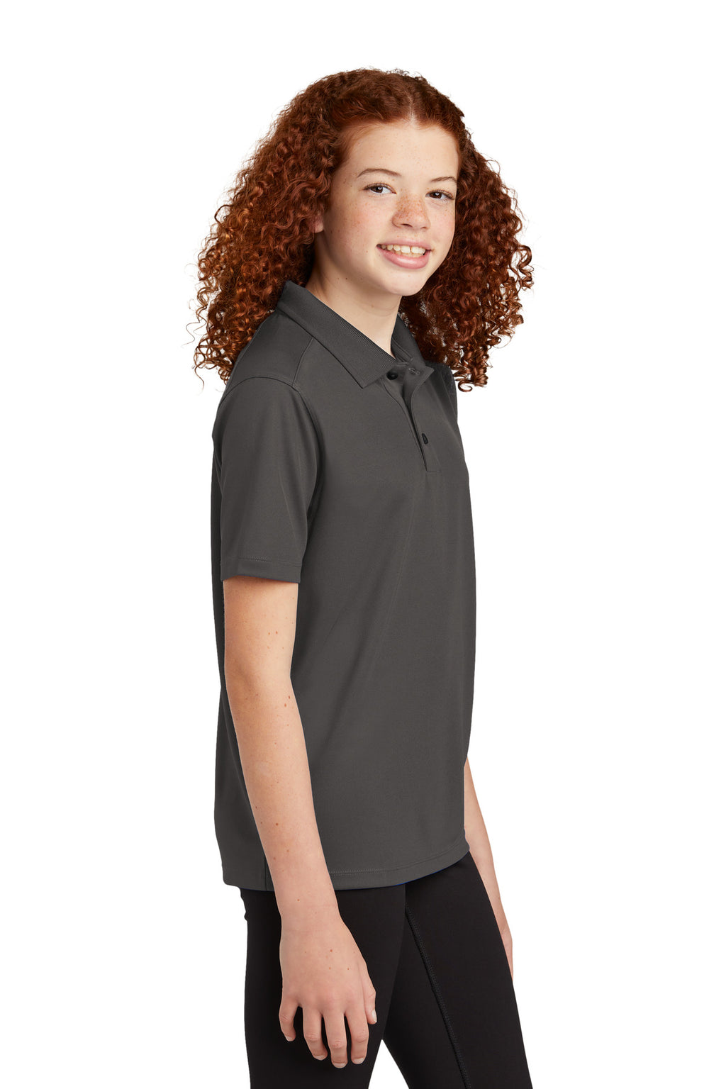 Sport-Tek Youth UV Micropique Polo YST740 - Graphite - side