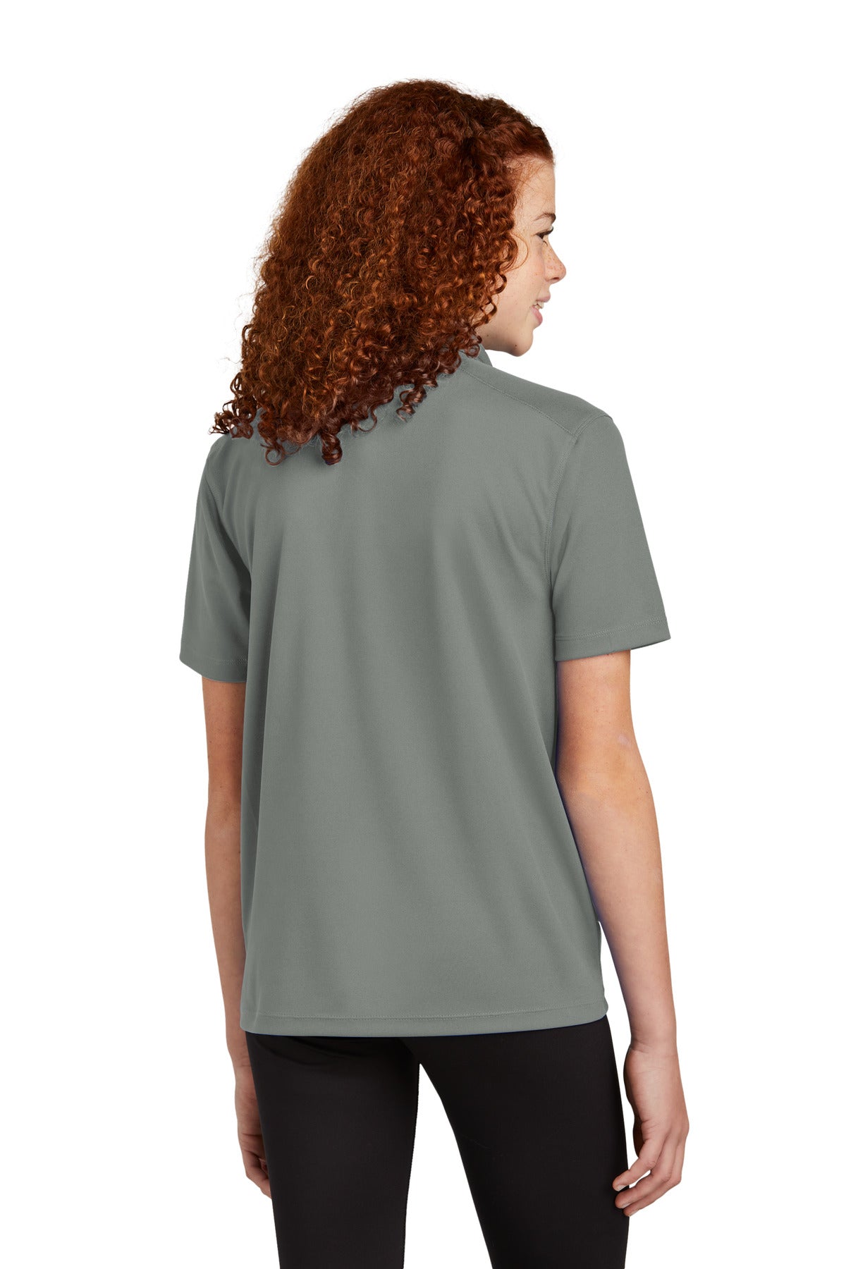 Sport-Tek Youth UV Micropique Polo YST740 - Grey Concrete - back