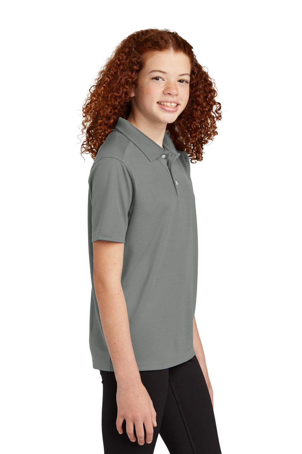 Sport-Tek Youth UV Micropique Polo YST740 - Grey Concrete - side