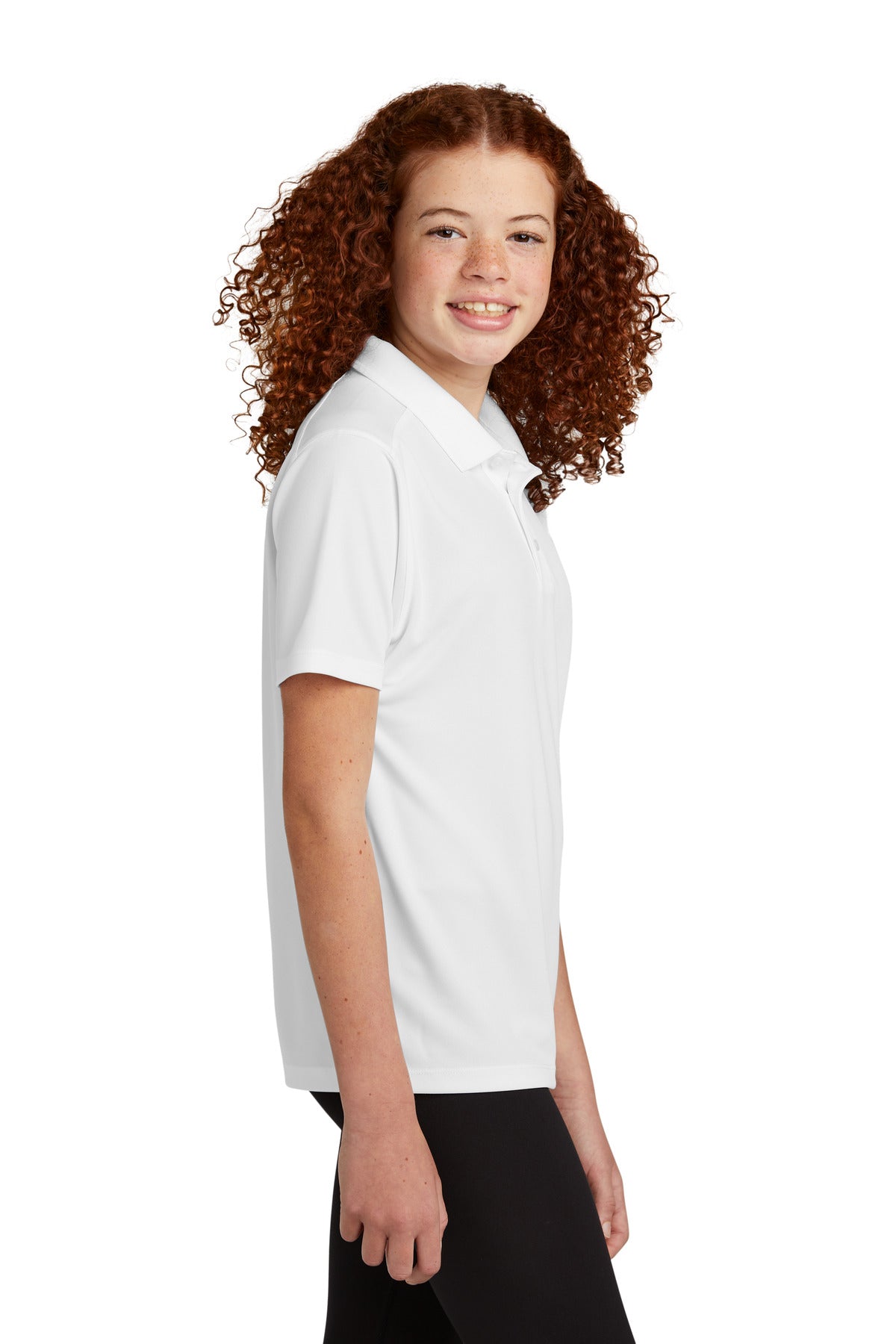 Sport-Tek Youth UV Micropique Polo YST740 - White - side